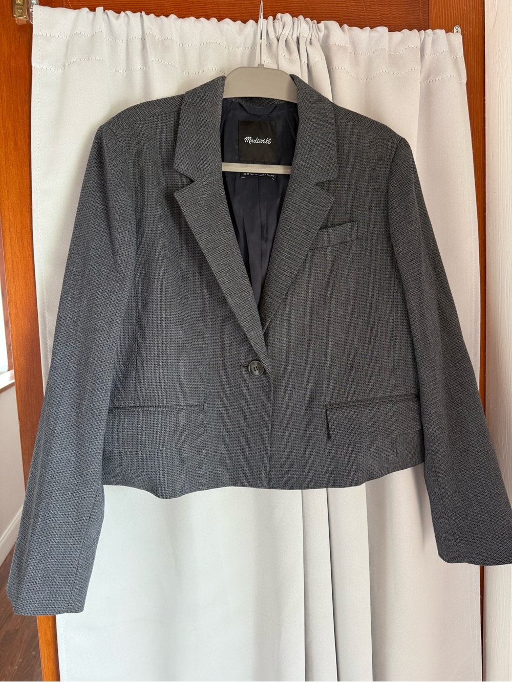 Madewell Dark Gray Cropped Single-Button Blazer